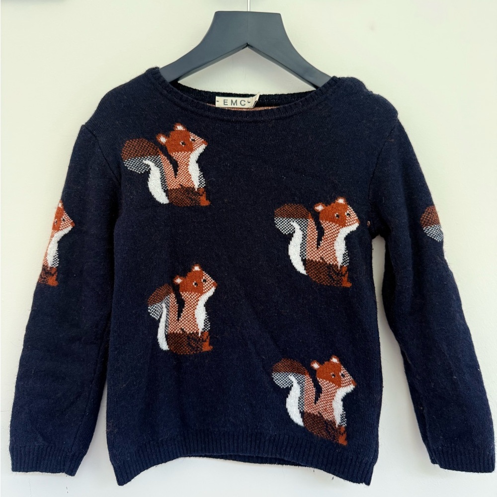 Kids Navy Fox Knit Sweater
